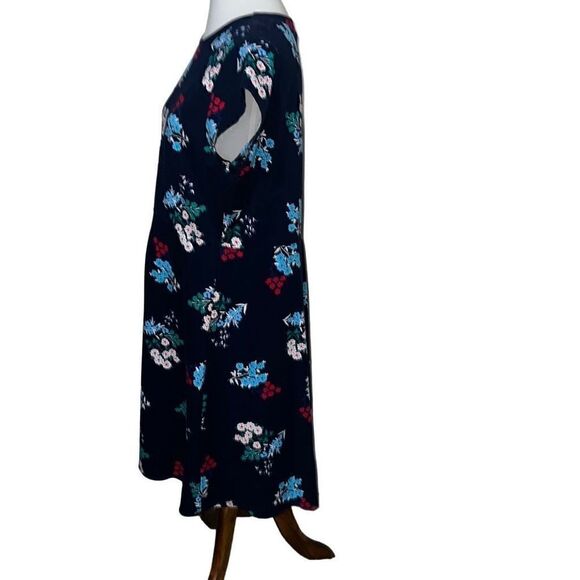 Draper James Floral Ponte A-Line Dress Navy Blue Spring Bouquet Cap Sleeve 1X - Picture 3 of 10